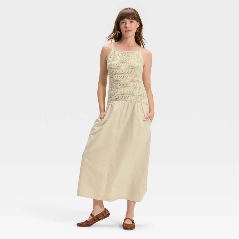 Women’s Drop Waist Maxi Dress Tan. S